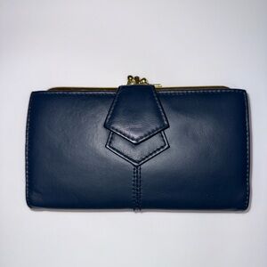 Vintage Genuine Leather Elegant Navy Blue Leather Wallet / Coin Purse